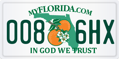 FL license plate 0086HX