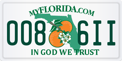 FL license plate 0086II