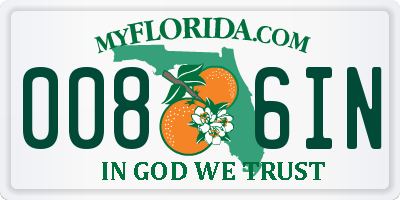 FL license plate 0086IN