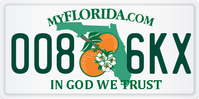 FL license plate 0086KX