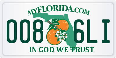 FL license plate 0086LI