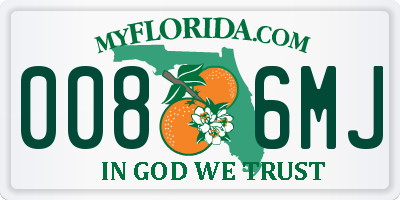 FL license plate 0086MJ