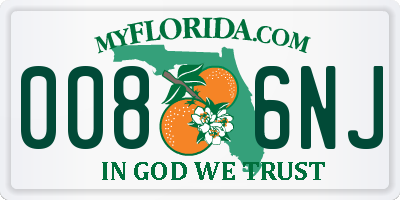 FL license plate 0086NJ
