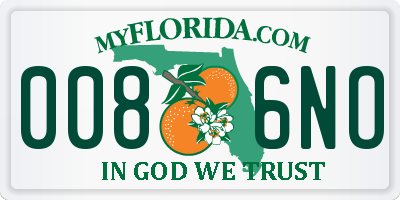 FL license plate 0086NO