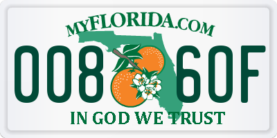 FL license plate 0086OF