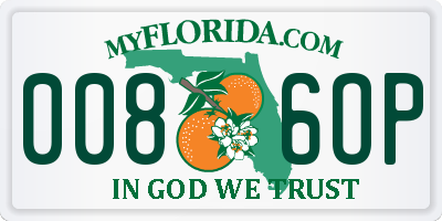 FL license plate 0086OP