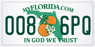 FL license plate 0086PQ