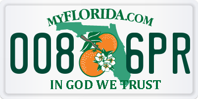 FL license plate 0086PR