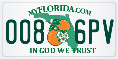 FL license plate 0086PV