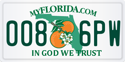 FL license plate 0086PW