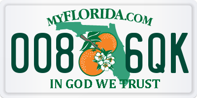 FL license plate 0086QK
