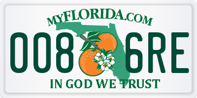 FL license plate 0086RE