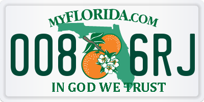 FL license plate 0086RJ