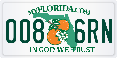 FL license plate 0086RN