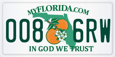 FL license plate 0086RW