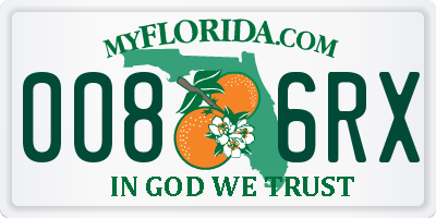 FL license plate 0086RX