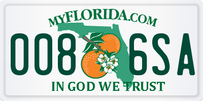 FL license plate 0086SA