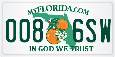 FL license plate 0086SW