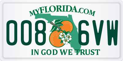 FL license plate 0086VW
