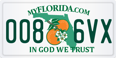 FL license plate 0086VX
