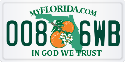 FL license plate 0086WB