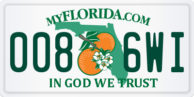 FL license plate 0086WI