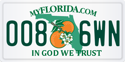 FL license plate 0086WN