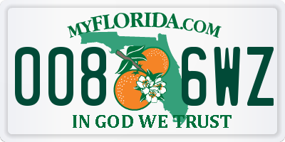 FL license plate 0086WZ
