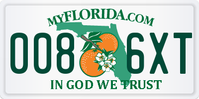 FL license plate 0086XT