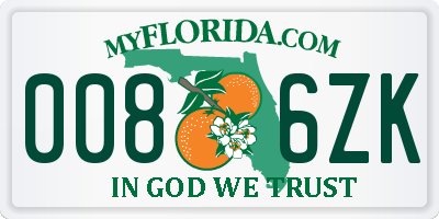 FL license plate 0086ZK