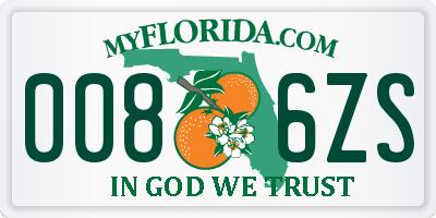 FL license plate 0086ZS