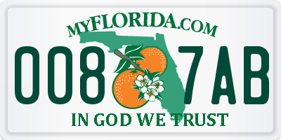 FL license plate 0087AB