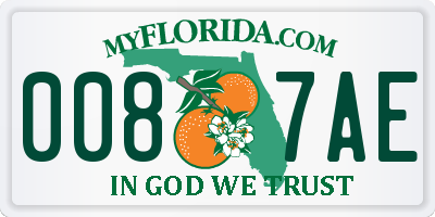FL license plate 0087AE