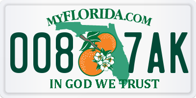 FL license plate 0087AK