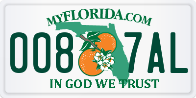 FL license plate 0087AL