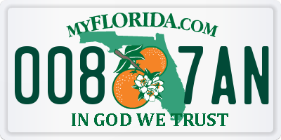 FL license plate 0087AN