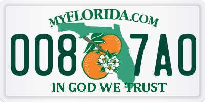 FL license plate 0087AO
