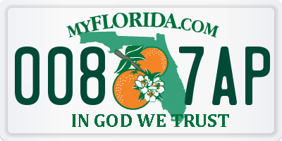 FL license plate 0087AP