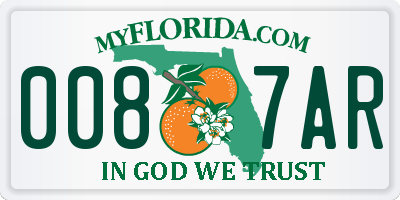 FL license plate 0087AR