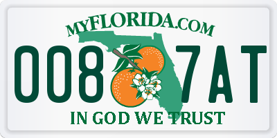 FL license plate 0087AT