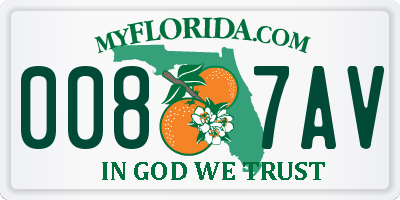 FL license plate 0087AV