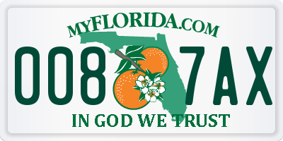 FL license plate 0087AX