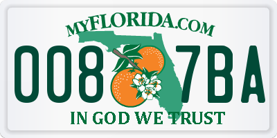 FL license plate 0087BA