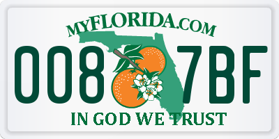 FL license plate 0087BF