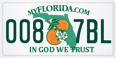 FL license plate 0087BL
