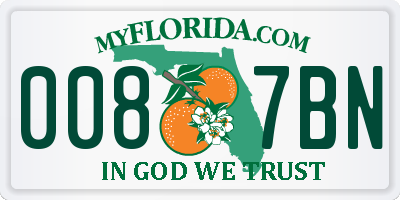 FL license plate 0087BN