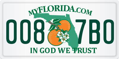 FL license plate 0087BO