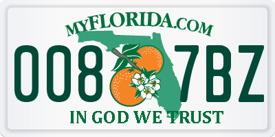 FL license plate 0087BZ