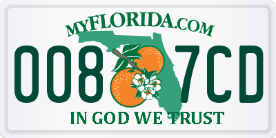 FL license plate 0087CD