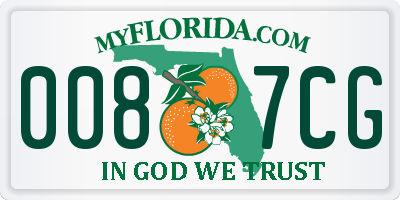 FL license plate 0087CG